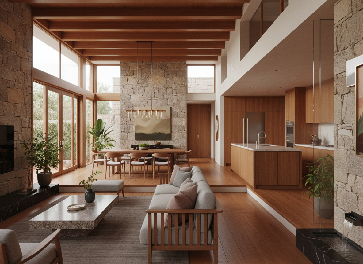 Khong Gian Nha Pho Mo Chuan Phong Thuy Phong Khach Phong An Bep Lien Mach