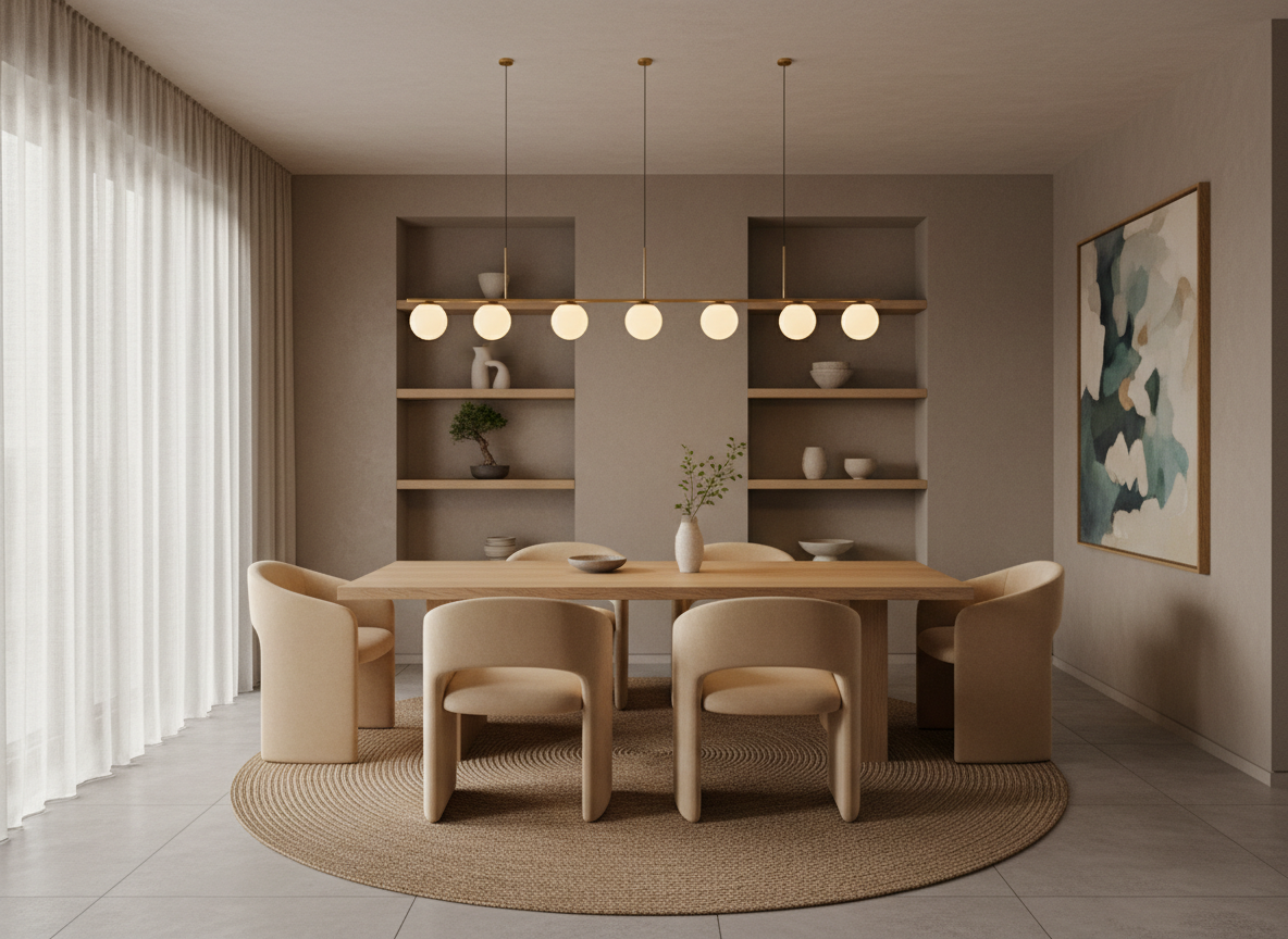 Khong Gian Phong An Nha Pho 2025 Phong Cach Japandi Ban Go Tu Nhien Ghe Cong Mem