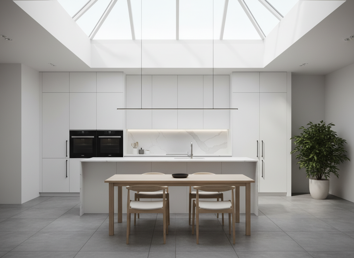 Khong Gian Phong Bep Nha Pho Toi Gian Tu Bep Chu I Mau Trang He Tu Kich Tran