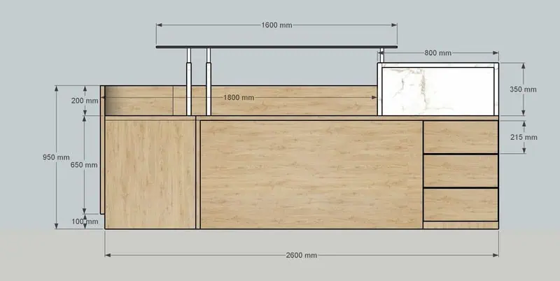 Kích thước quầy lễ tân tiêu chuẩn