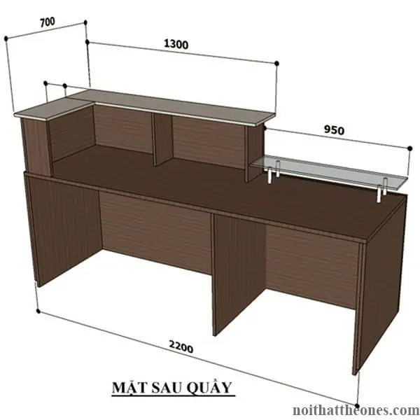 Kích thước quầy lễ tân chữ L