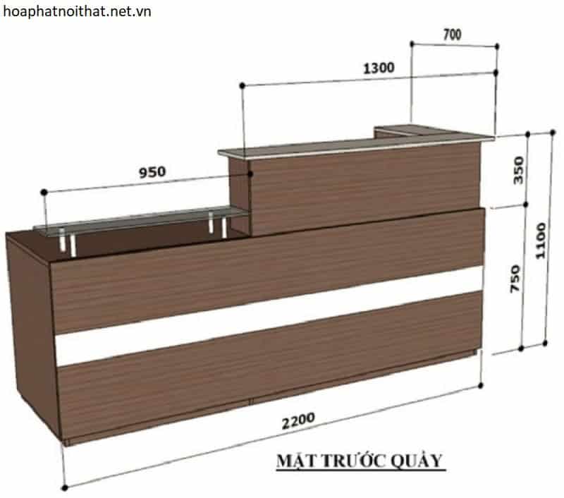 Quầy lễ tân chữ L với thiết kế hiện đại