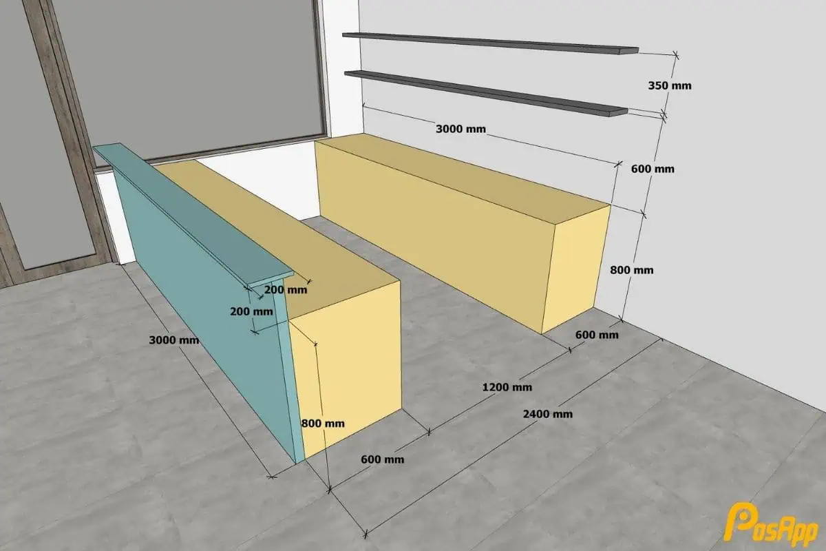 Kích thước quầy pha chế đơn giản
