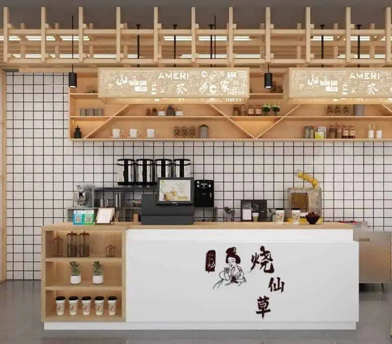 Quầy pha chế với trang trí hiện đại