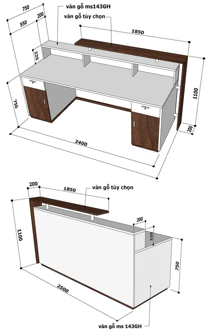 Quầy lễ tân tùy chỉnh