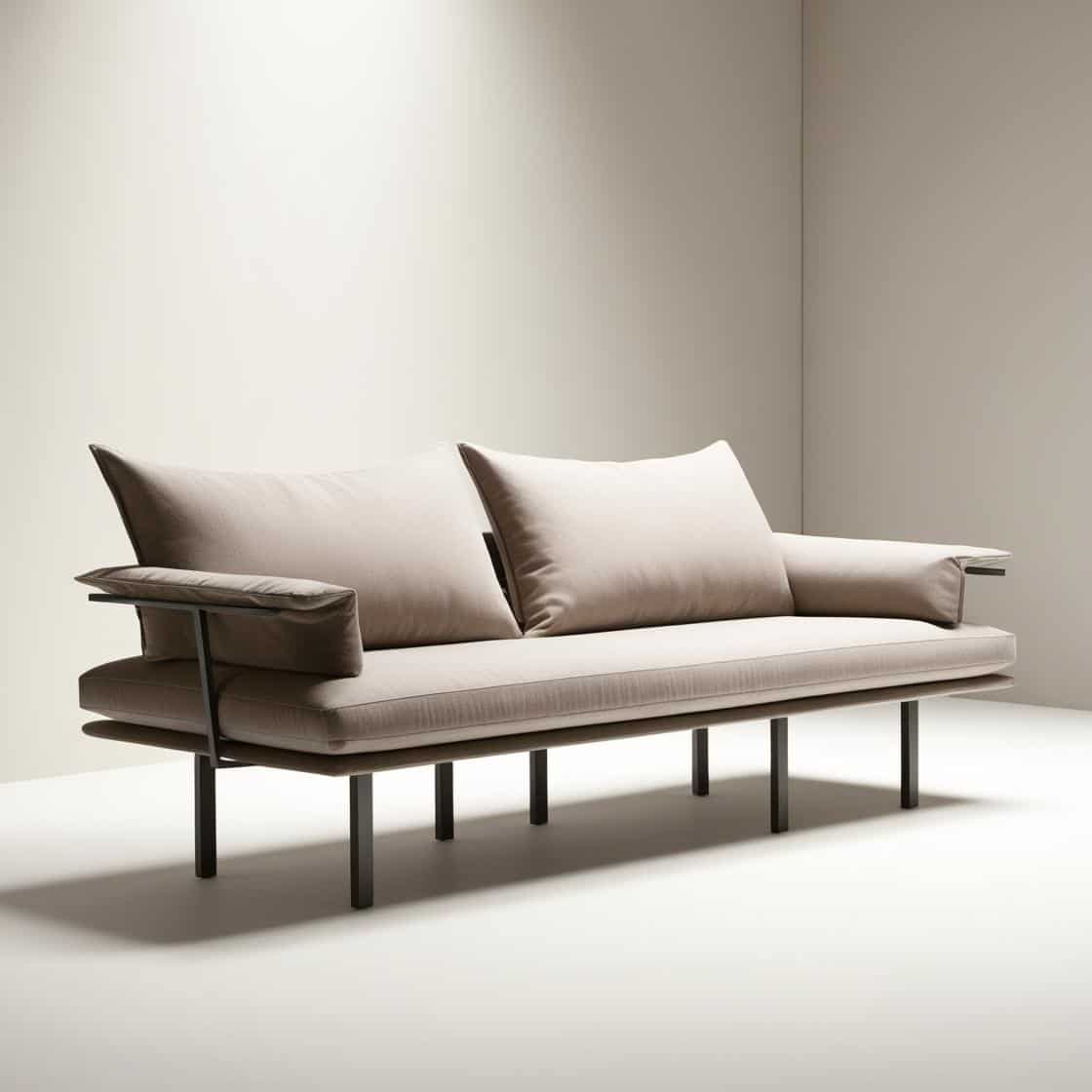mẫu Ghế Sofa nệm mỏng, chân sắt vuông, mẫu đơn giản hiện đại