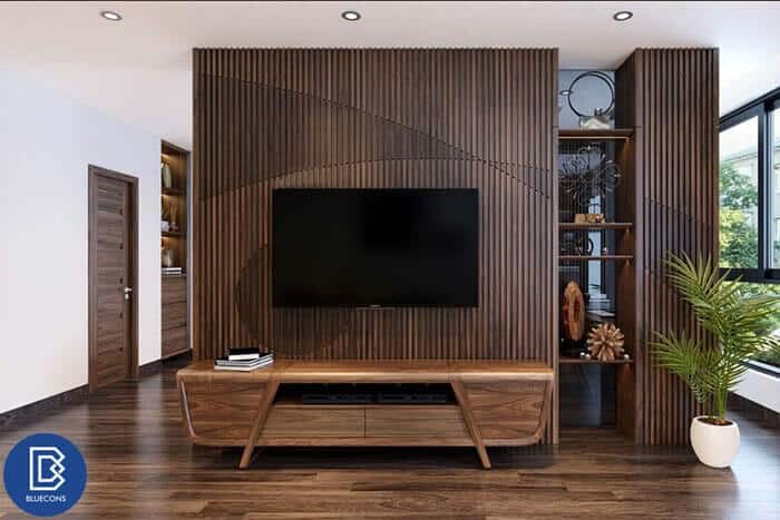 Nét hiện đại trong thiết kế kệ tivi làm từ chất liệu gỗ công nghiệp