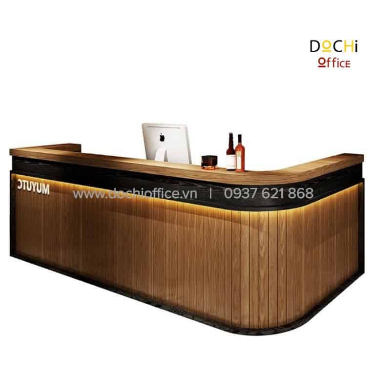 Quầy lễ tân gỗ công nghiệp hiện đại