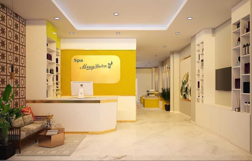 Mẫu quầy lễ tân phối màu đa dạng