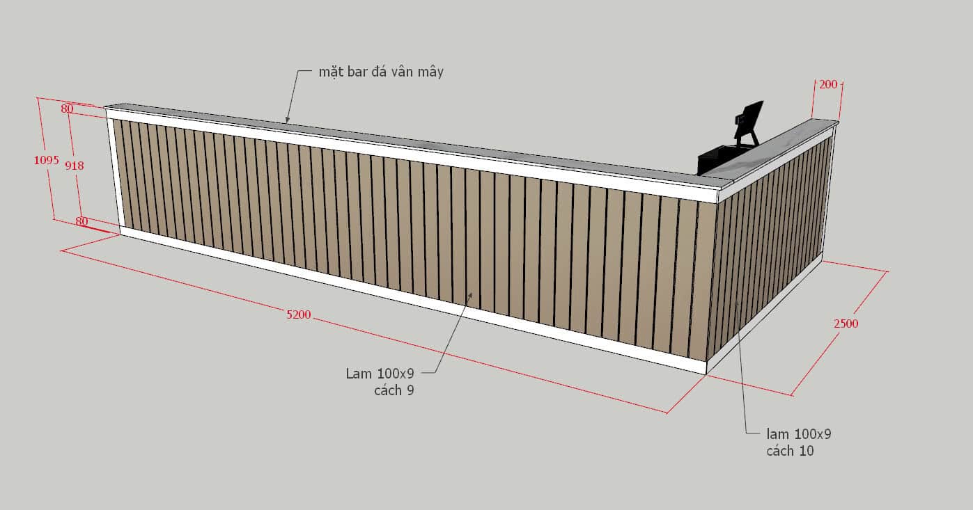 Quầy bar pha chế gỗ công nghiệp mdf chống ẩm và hdf chống nước