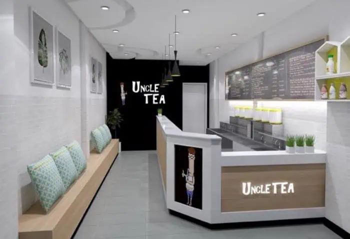 Quầy trà sữa pha chế bằng đá