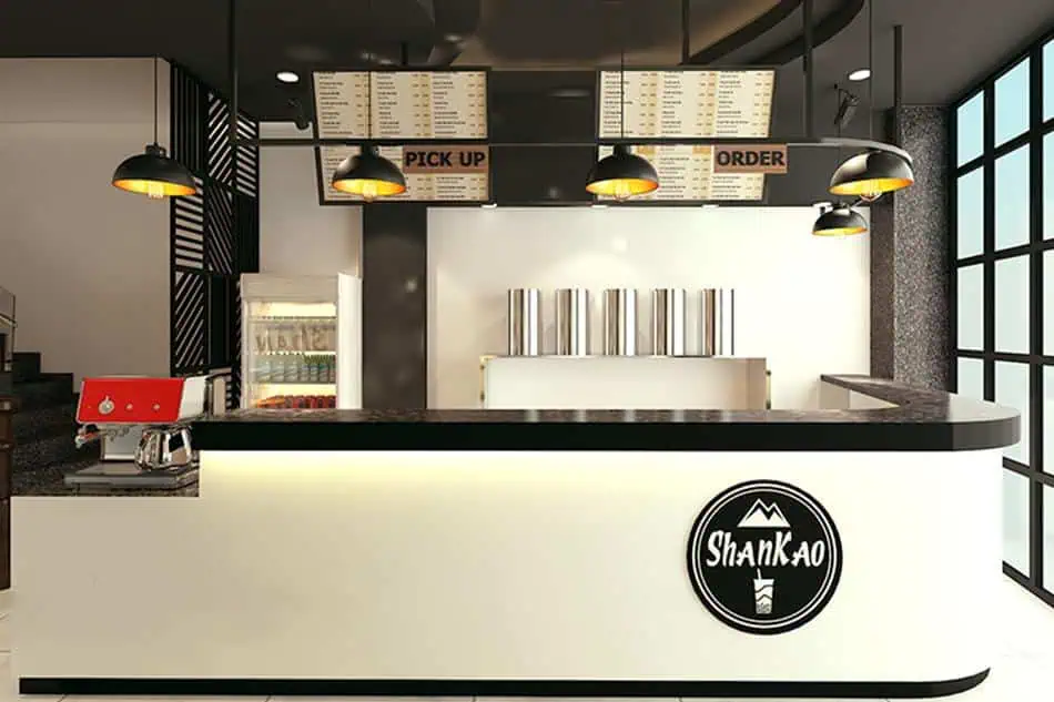 Mẫu quầy pha chế trà sữa kết hợp đẹp