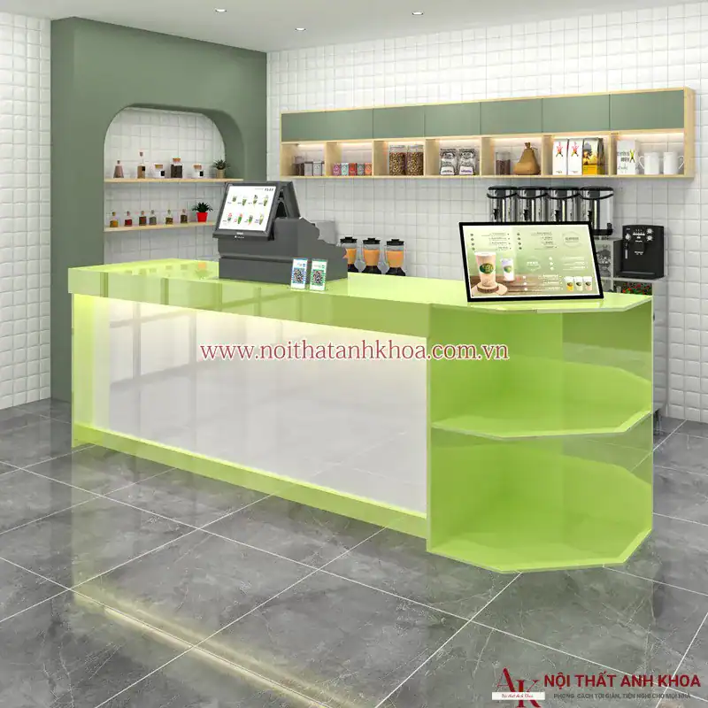 Mẫu thiết kế quầy lễ tân xanh lá cây
