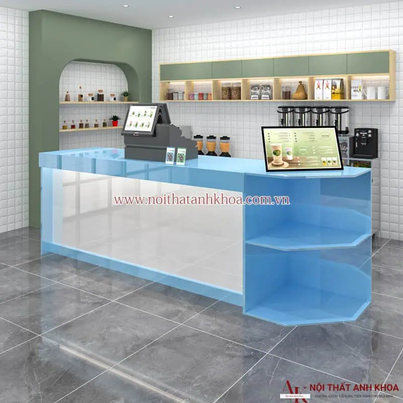 Chi tiết màu sắc nổi bật cho quầy lễ tân