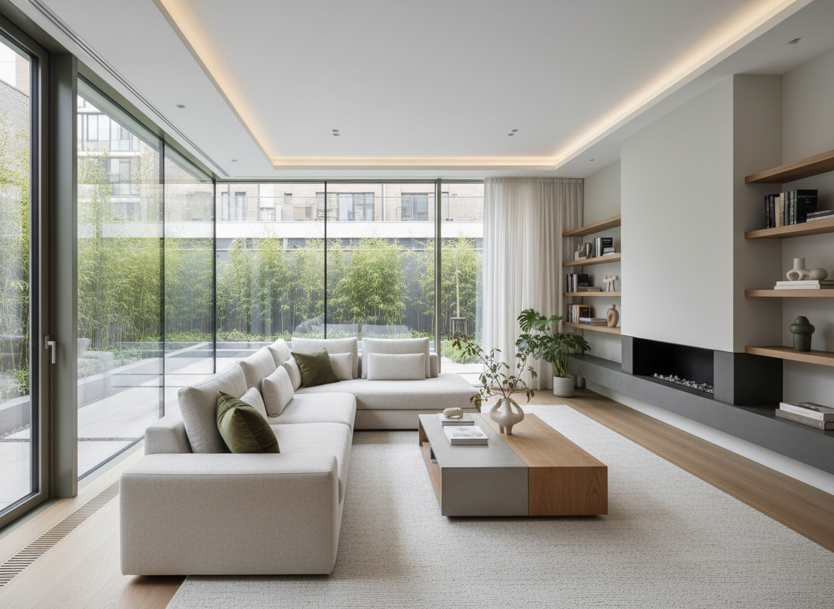 Mau Thiet Ke Noi That Nha Pho Dep Phong Khach Hien Dai Voi Sofa Chu L Tong Mau Sang