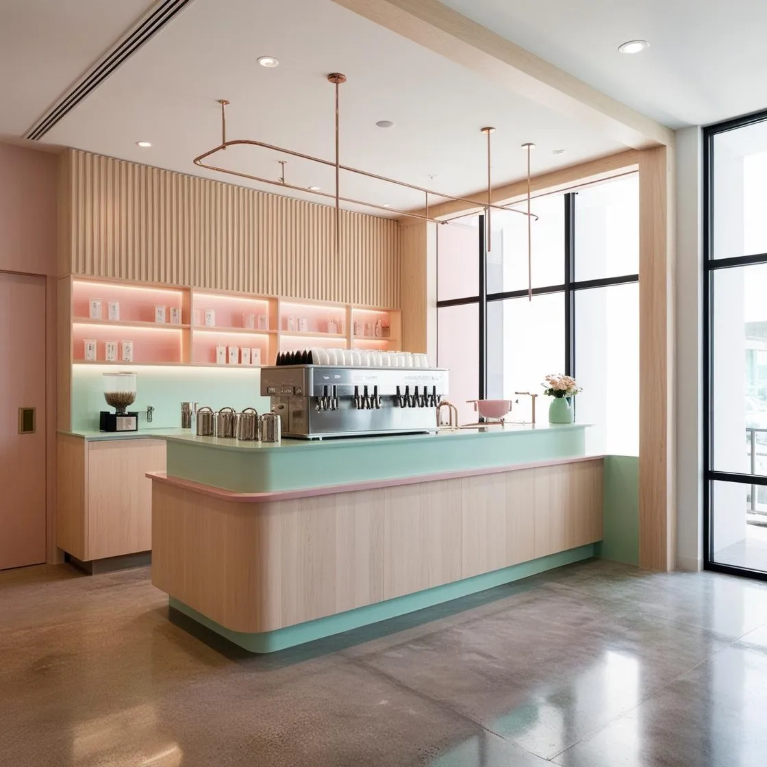 mẫu thiết kế quầy pha chế trà sữa đơn giản hiện đại (21)