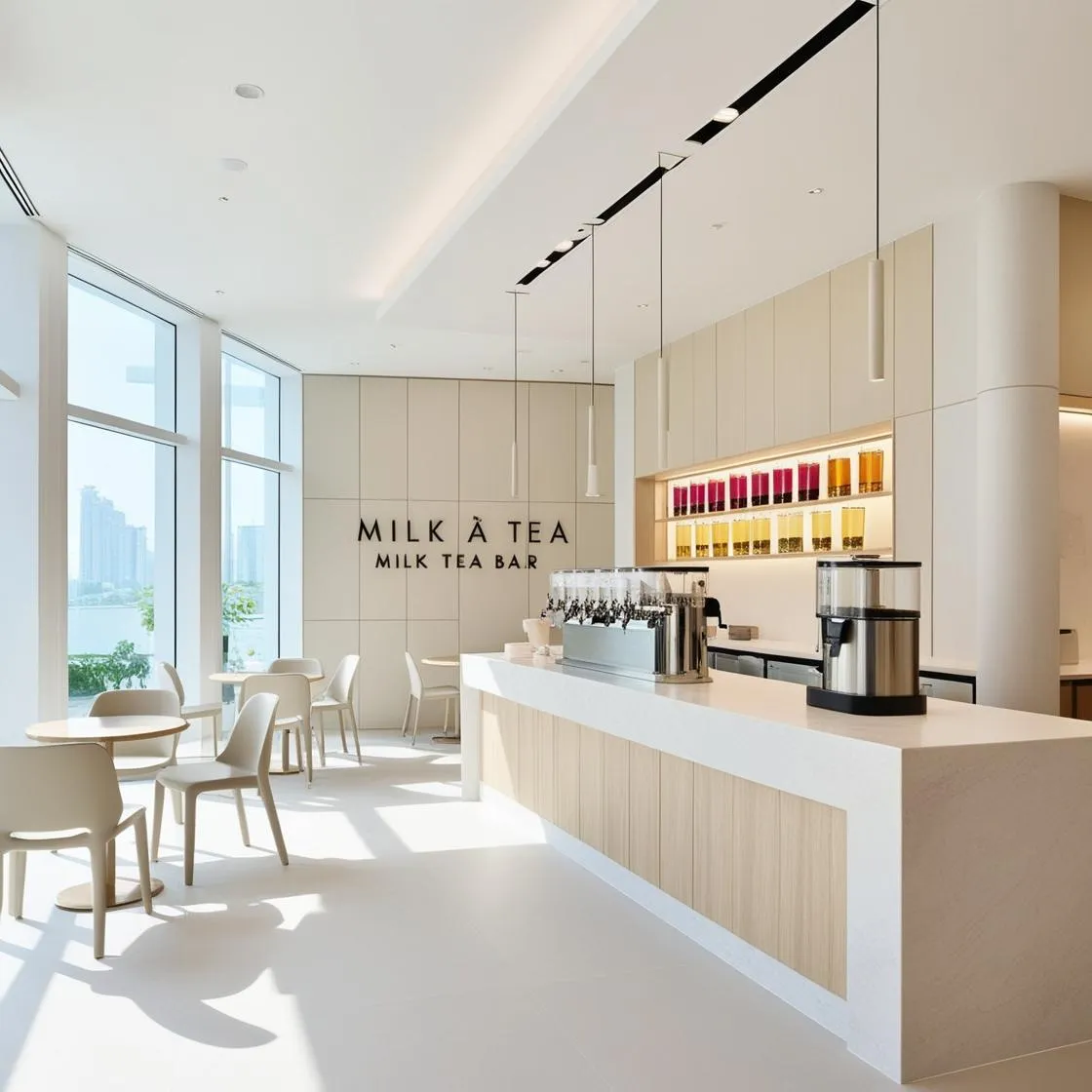 mẫu thiết kế quầy pha chế trà sữa đơn giản hiện đại (29)