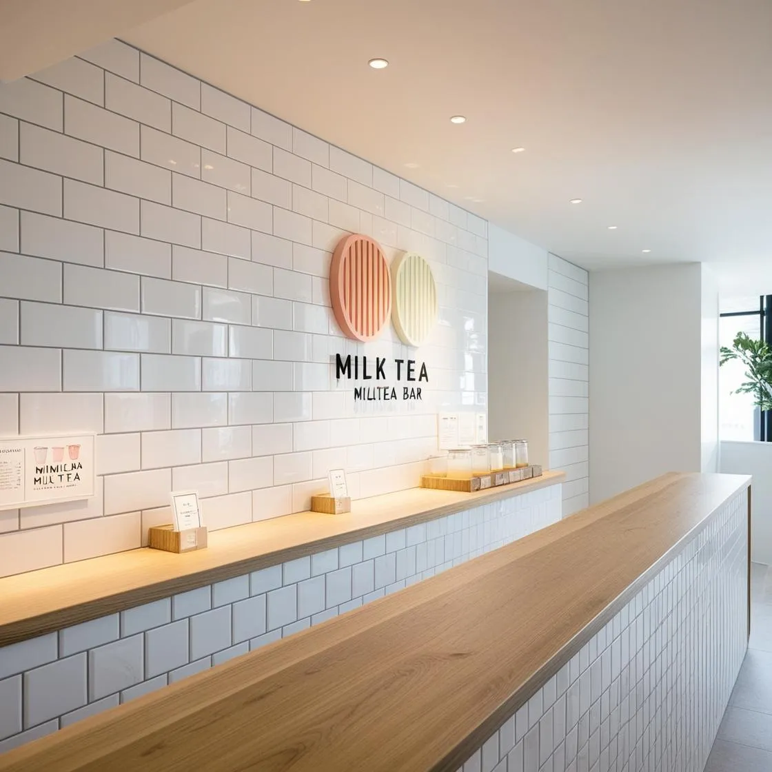 mẫu thiết kế quầy pha chế trà sữa đơn giản hiện đại (5)