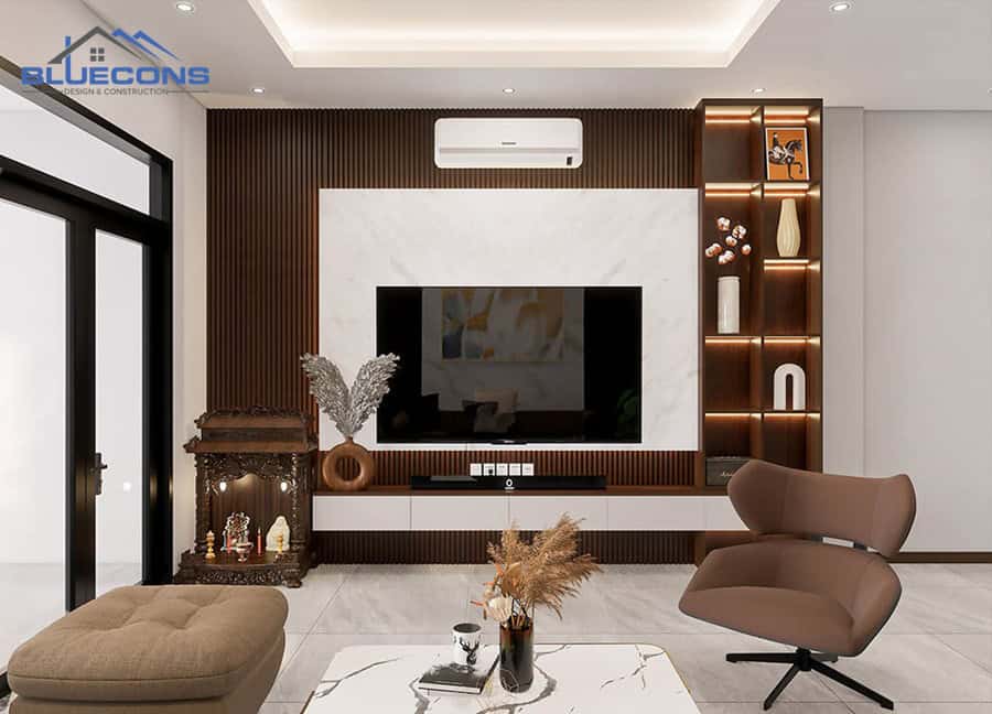 Mẫu tủ để đồ trang trí từ gỗ công nghiệp