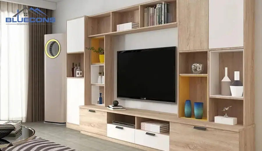 101+ Mẫu Tủ Gỗ Phòng Khách Hiện Đại Đẹp Nhất 2024 Tại Bluecons 22 Mẫu tủ để phòng khách theo kệ tiện lợi