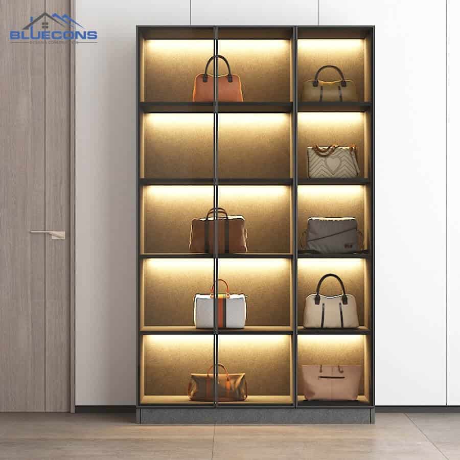 99+ mẫu kệ trưng bày túi xách đẹp, hot nhất 2024 tại Bluecons 6 Mẫu tủ kính trưng bày túi xách
