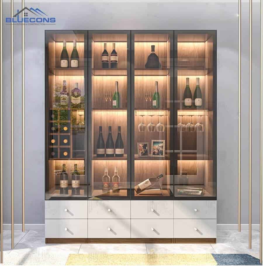 Mẫu tủ rượu trong phòng khách