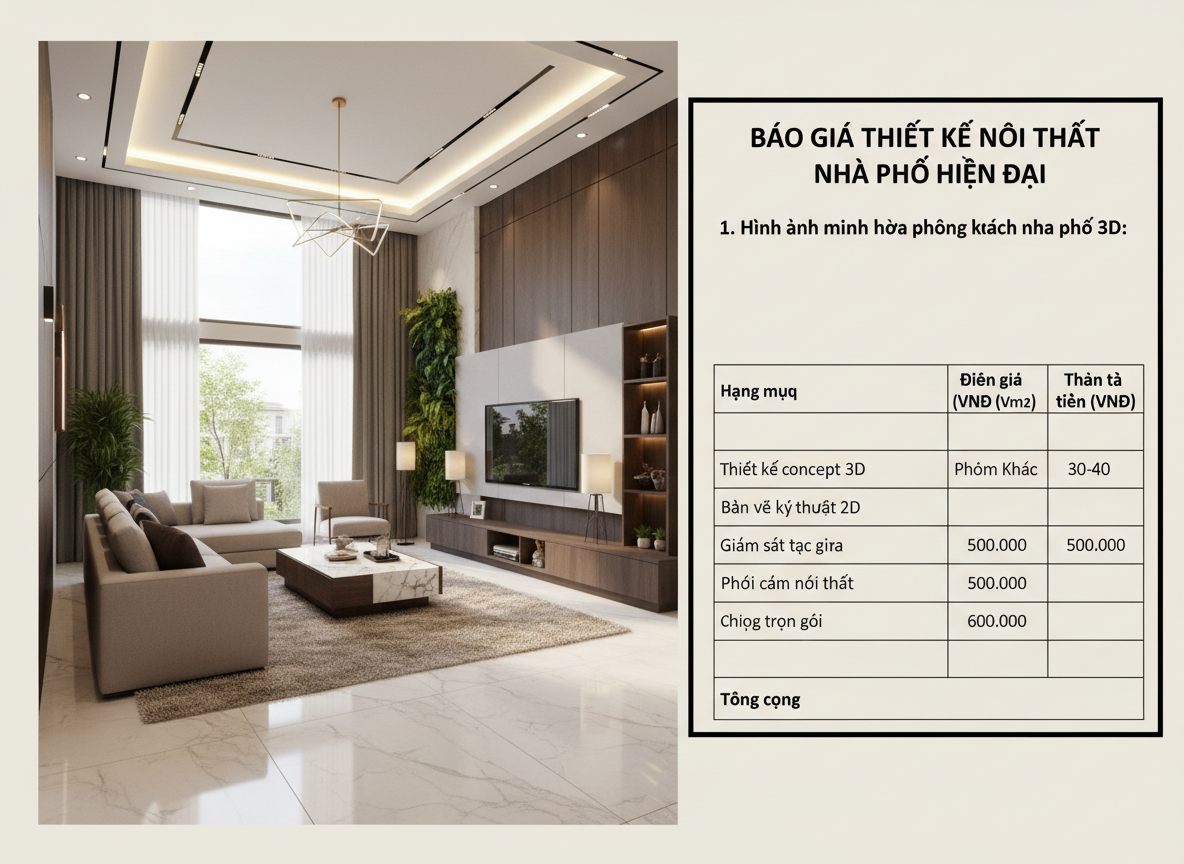 Minh Hoa Bao Gia Thiet Ke Noi That Nha Pho Phong Khach Nha Pho Hien Dai Ban Ve 3d