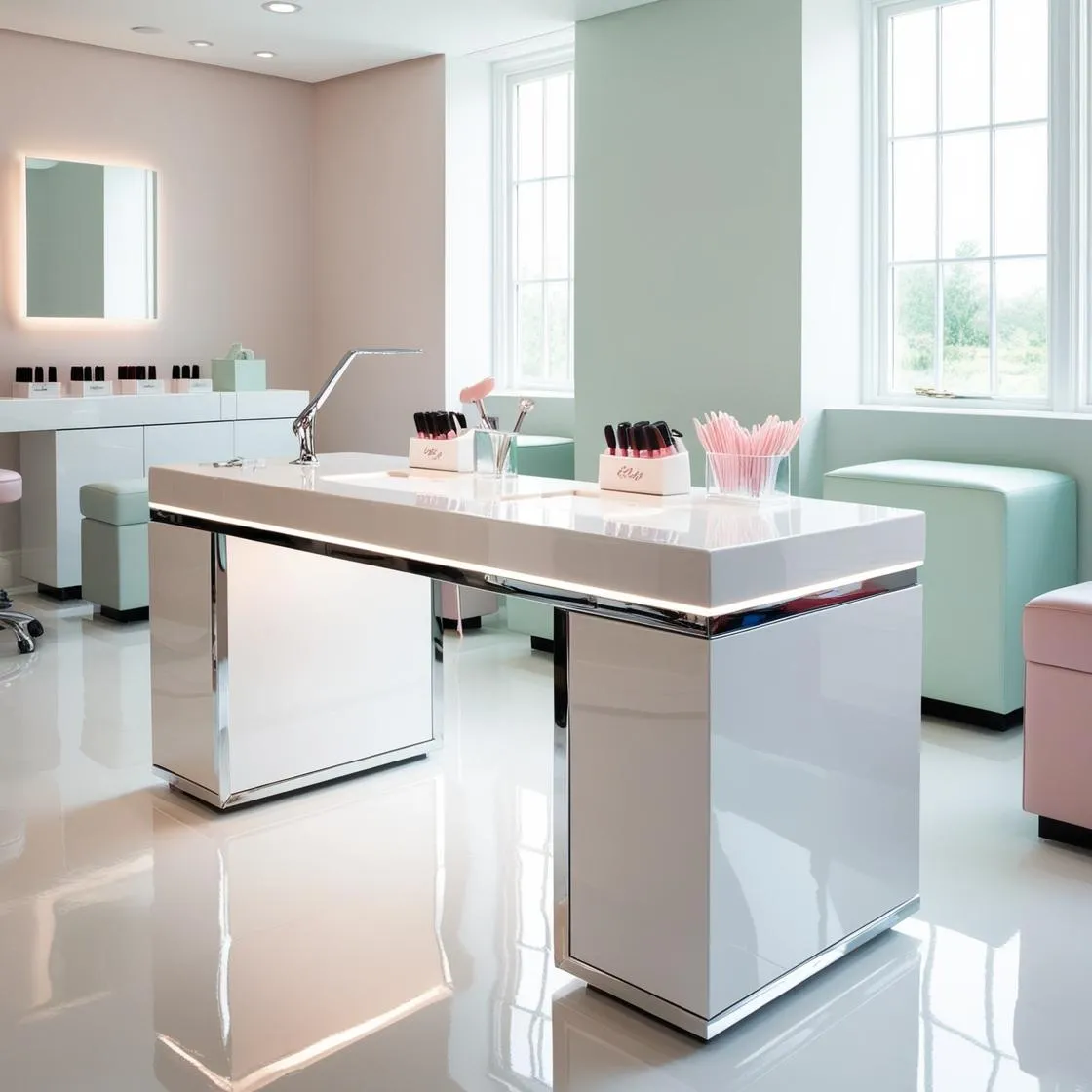 Bàn Làm Nail Cho Salon - Nail salon table 4 modern nail salon table design (1)