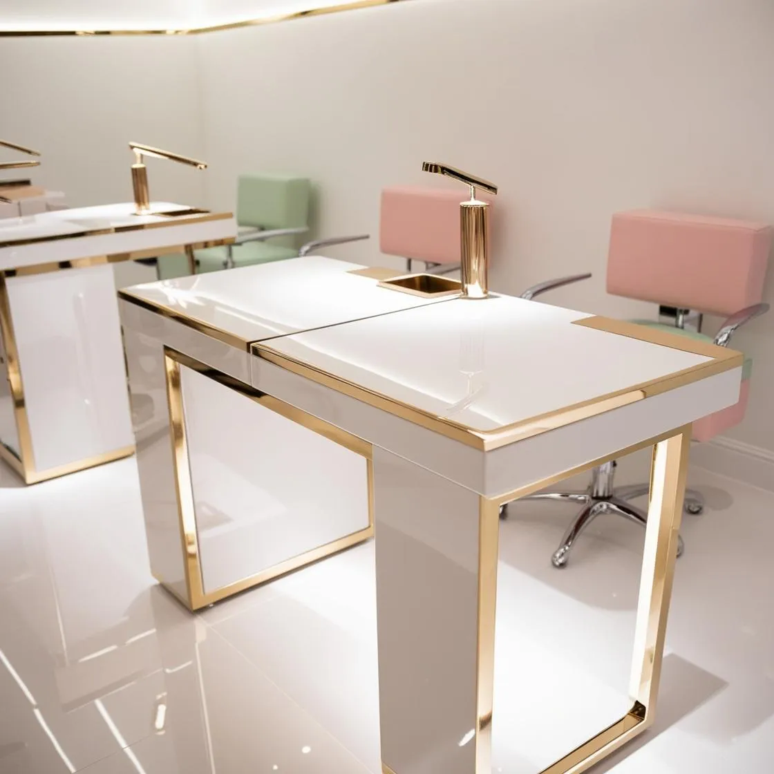 Bàn Làm Nail Cho Salon - Nail salon table 6 modern nail salon table design