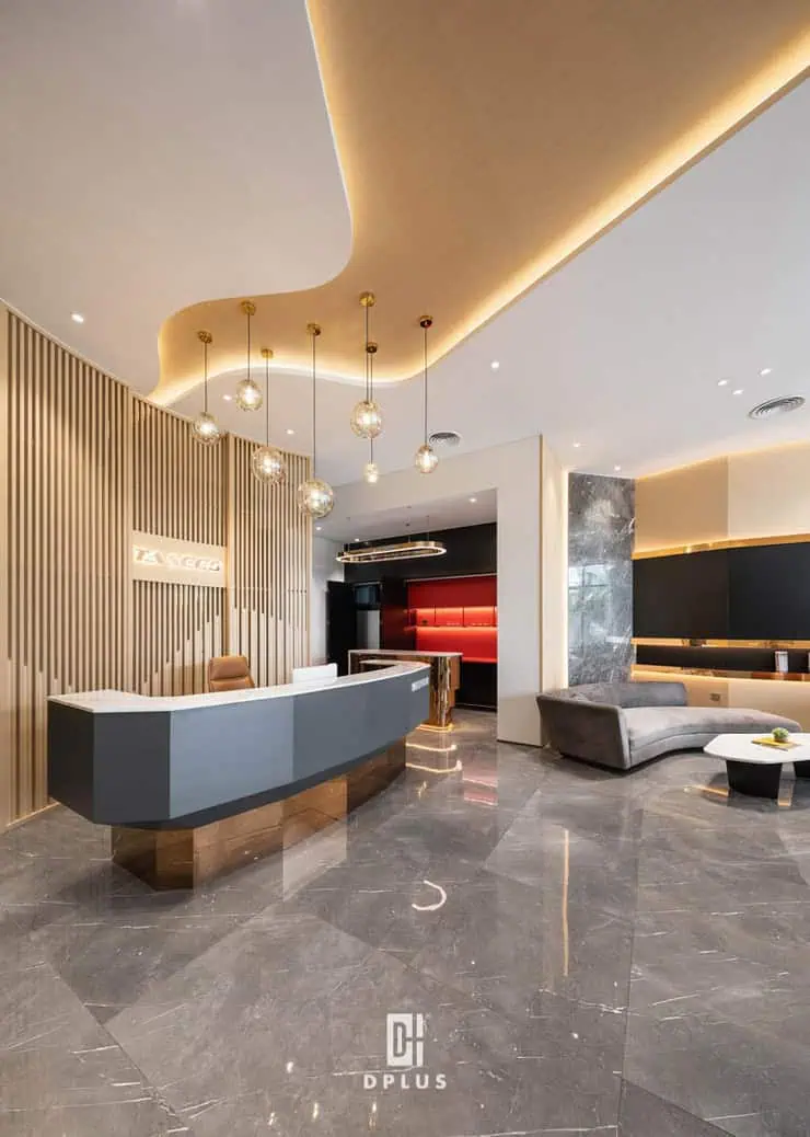 Quầy lễ tân bằng đá granite sang trọng