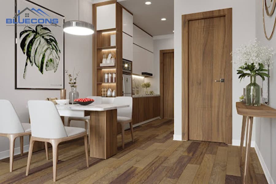 Xưởng Nội Thất Tphcm Bluecons Chuyên Gia Công Đồ Gỗ Giá Tốt, Uy Tín 10 Nội thất phòng khách và bếp căn hộ mini tiết kiệm diện tích