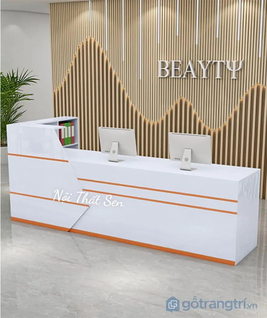 Quầy lễ tân gỗ công nghiệp đẹp