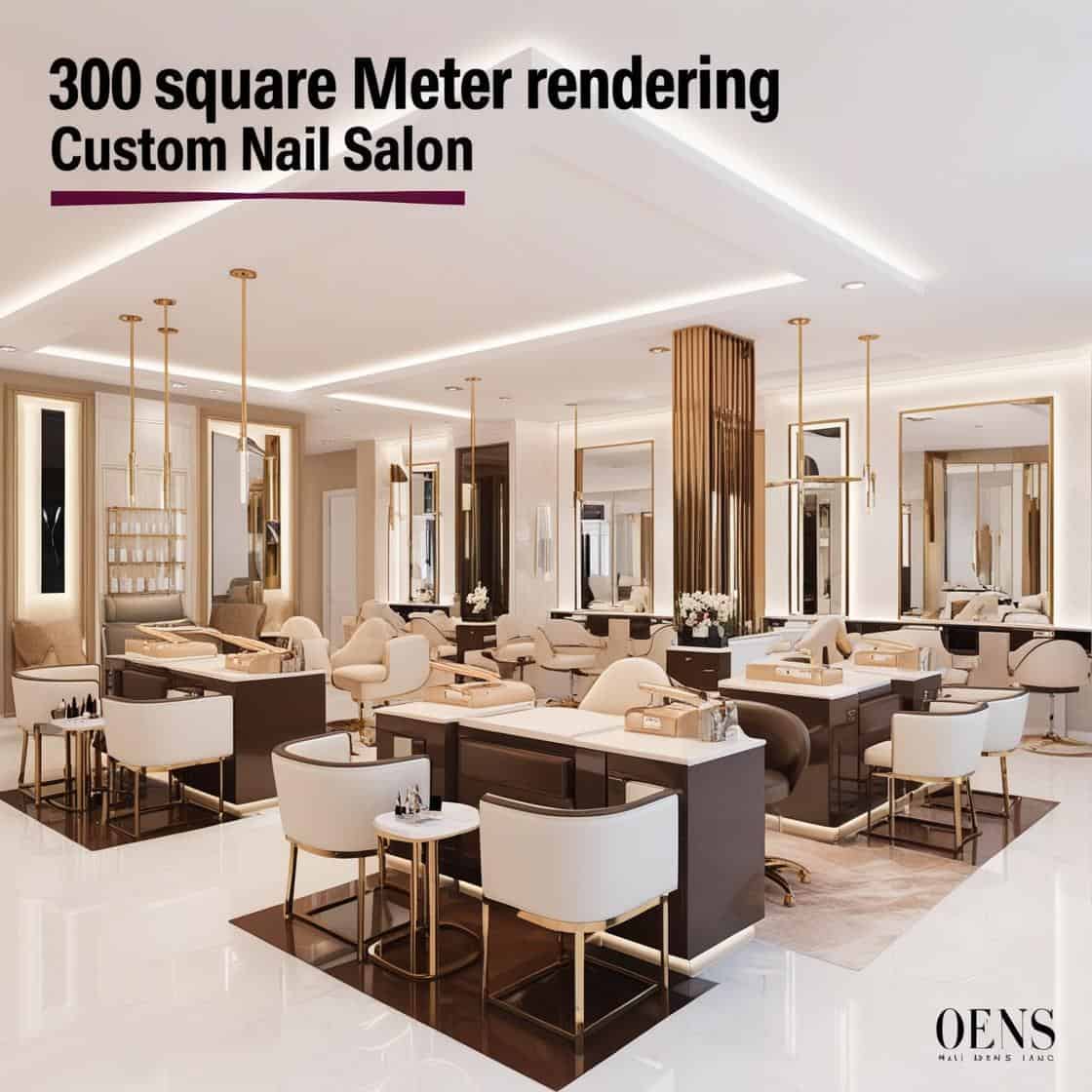 nội thất tiệm nail theo yêu cầu riêng 300m2_