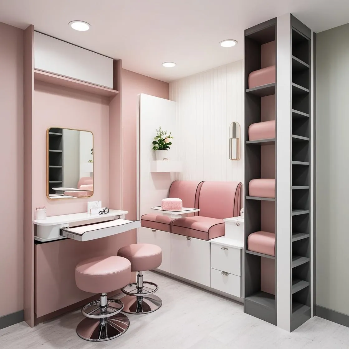 Nội Thất Tiết Kiệm Không Gian Cho Tiệm Nail Nhỏ 6 nội thất tiết kiệm không gian cho tiệm nail nhỏ_ (4)