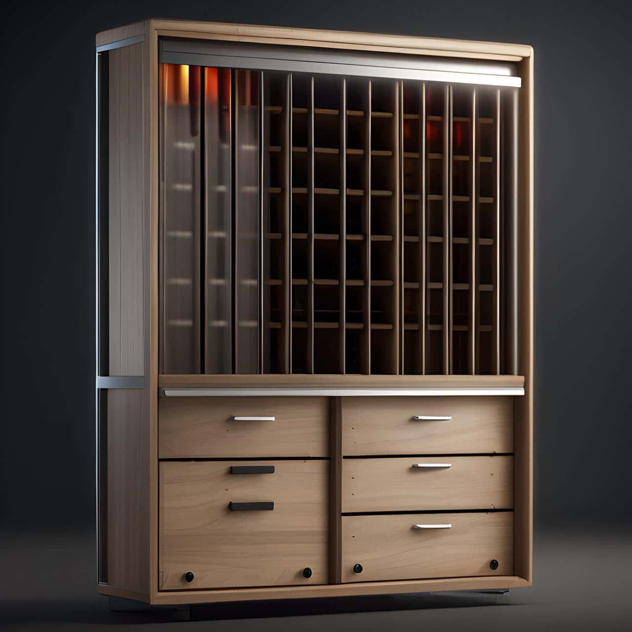 MFC industrial wood toy cabinet MFC industrial wood toy cabinet 3D render, composite, by artgerm, art germ, Cinematic Lighting