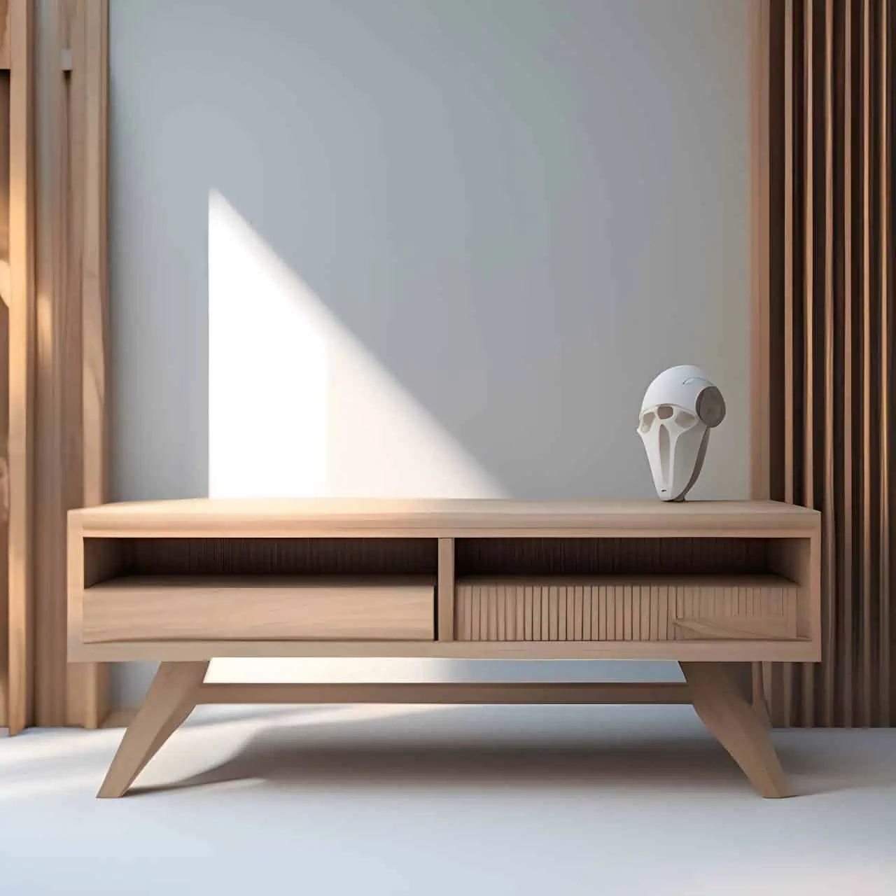 MDF wood furniture installation 3D render, composite, by artgerm, art germ, Cinematic Lighting