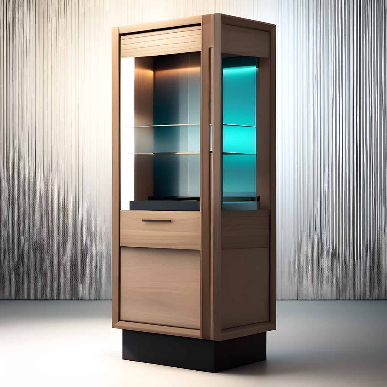 Modern MDF display cabinet 20m2 3D render, composite, by artgerm, art germ, Cinematic Lighting