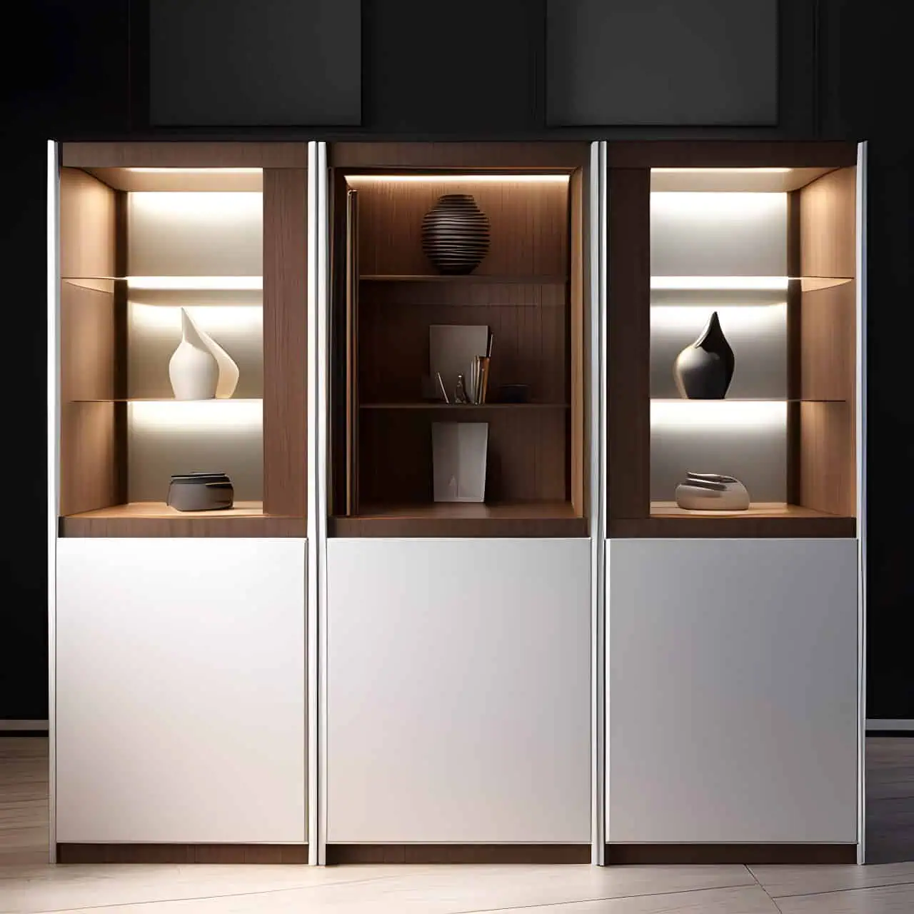 Modern MDF display cabinet 50m2 Modern MDF display cabinet 50m2 3D render, composite, by artgerm, art germ, Cinematic Lighting