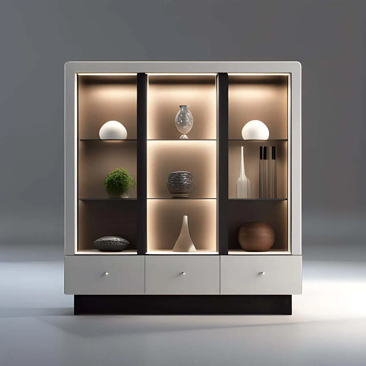 Modern MDF display cabinet 50m2 Modern MDF display cabinet 50m2 3D render, composite, by artgerm, art germ, Cinematic Lighting