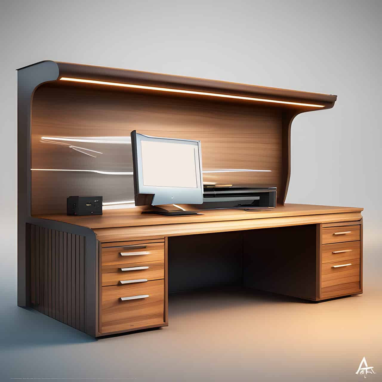 MFC wooden desk construction MFC wooden desk construction 3D render, composite, by artgerm, art germ, Cinematic Lighting