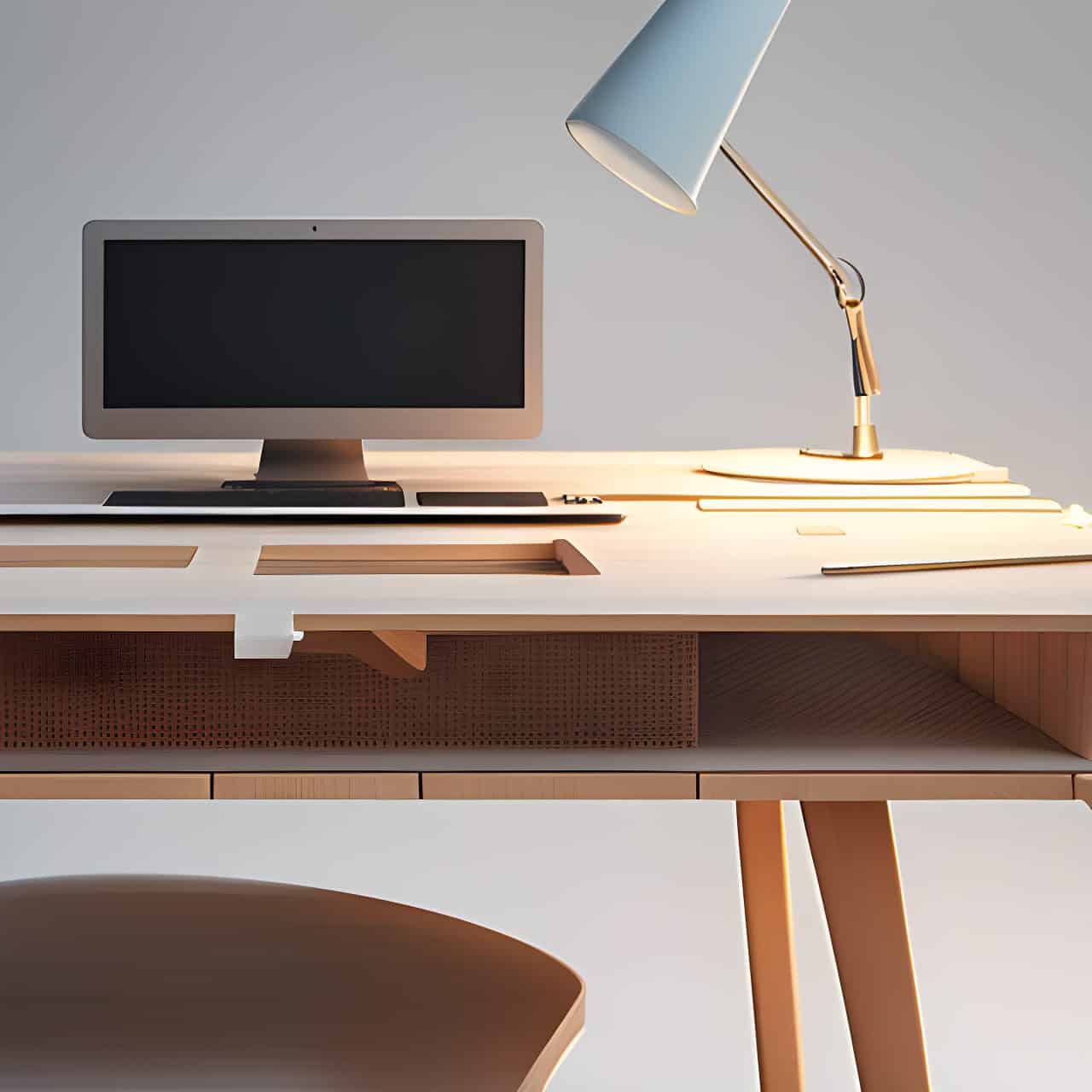 MFC wooden desk construction MFC wooden desk construction 3D render, composite, by artgerm, art germ, Cinematic Lighting