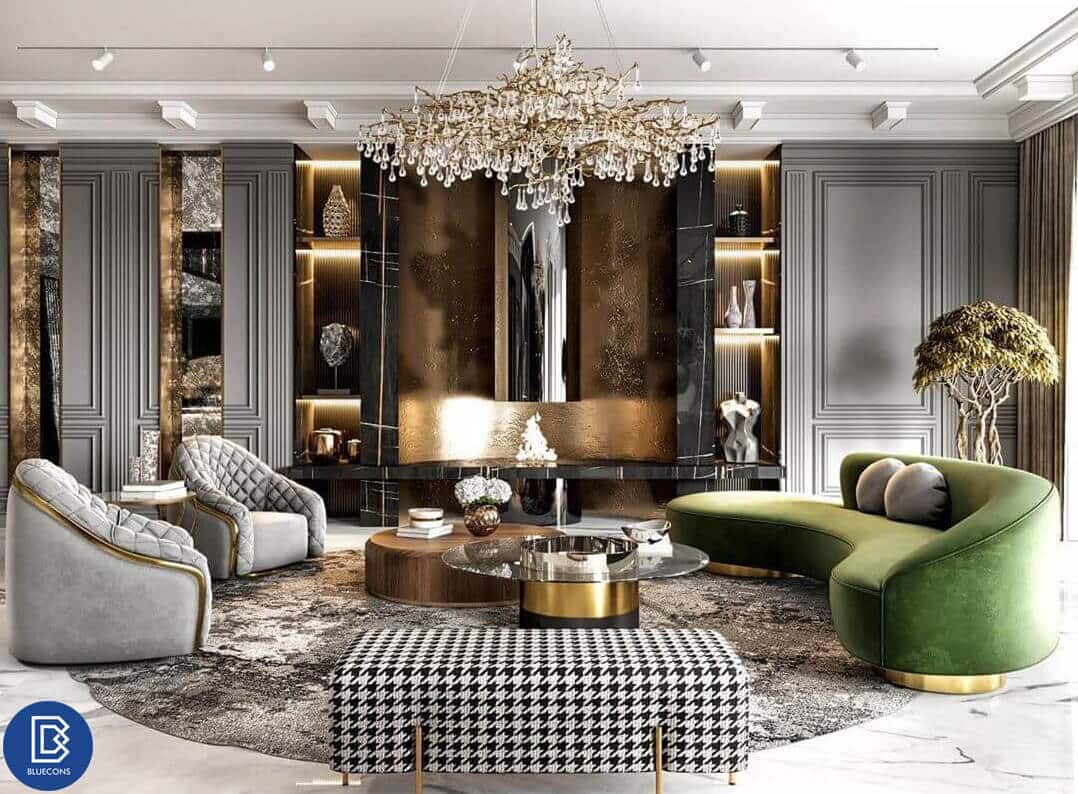 Phòng khách chung cư phong cách Luxury