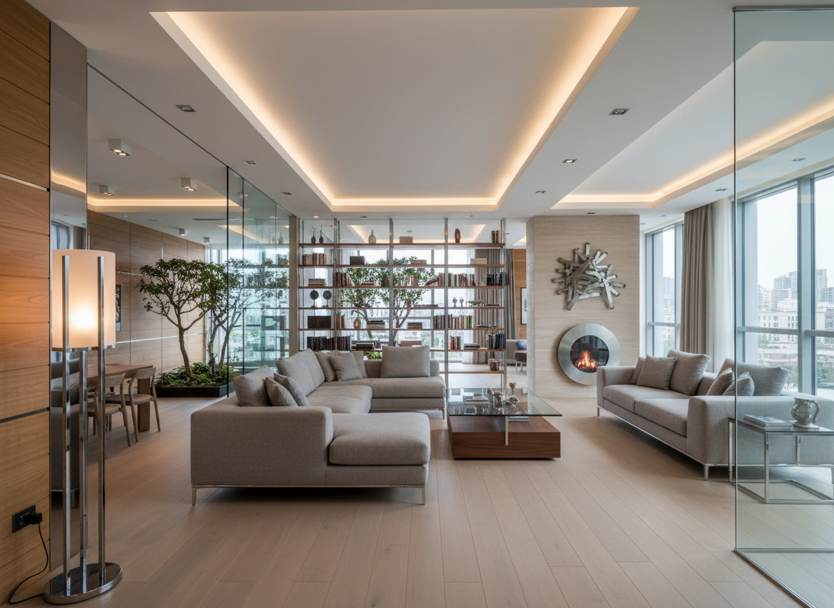 Phong Khach Nha Pho Hien Dai Bo Tri Khoa Hoc Dung Vat Lieu Kinh Go Kim Loai