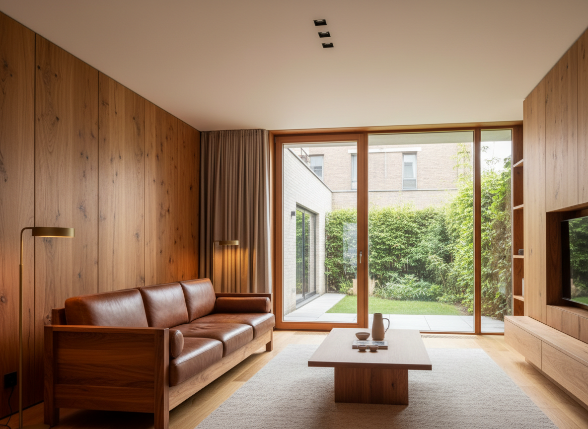 Phong Khach Nha Pho Hien Dai Su Dung Go Tu Nhien Cao Cap Vach Op Go Sang Trong Sofa Phong Khach Nha Pho Hien Dai Su Dung Go Tu Nhien Cao Cap Vach Op Go Sang Trong Sofa