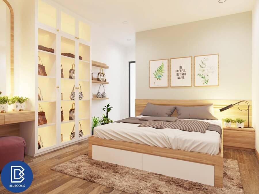 Giường ngủ khối hiện đại với tông màu độc đáo