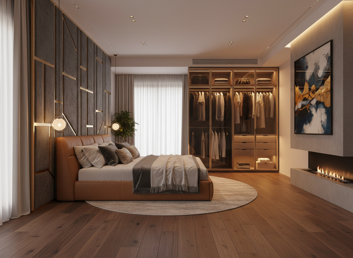 Phong Ngu Master Luxury Phong Cach Hien Dai Giuong Boc Da Cao Cap