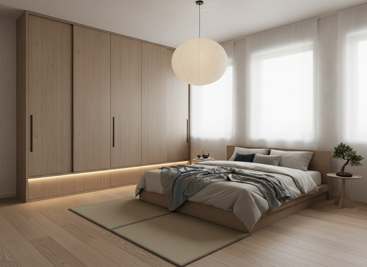 Phong Ngu Nha Pho Dep Thiet Ke Toi Gian Giuong Thap Tu Quan Ao Kich Tran