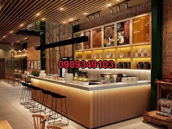 Quầy pha chế gỗ tự nhiên