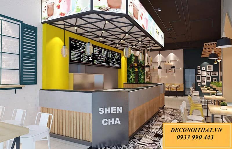 Quầy trà sữa gỗ cao cấp