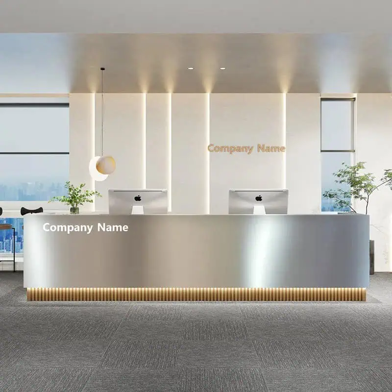 Quầy lễ tân đẹp với chất liệu alu